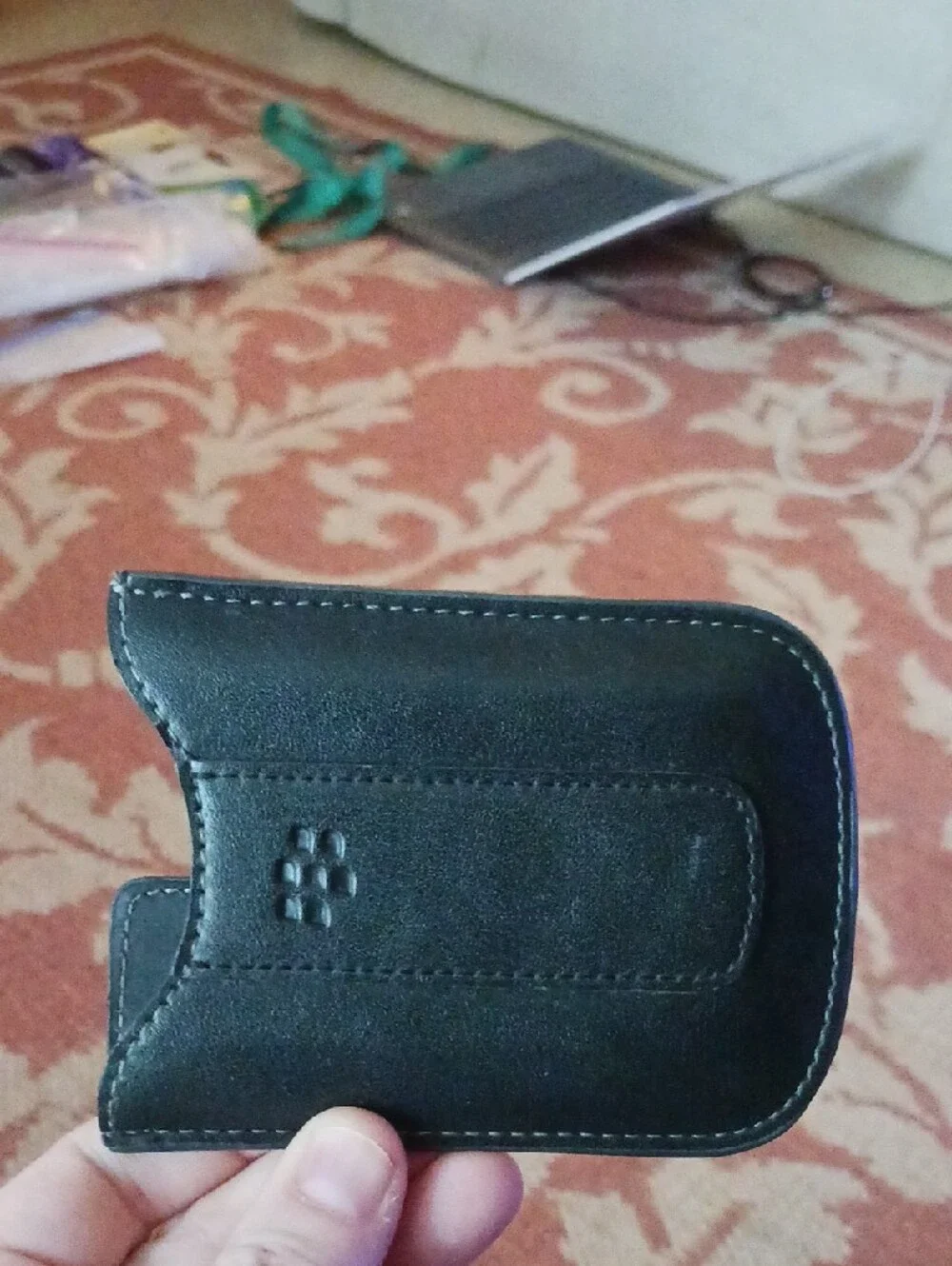 Black Blackberry Leather Slide Phone Case